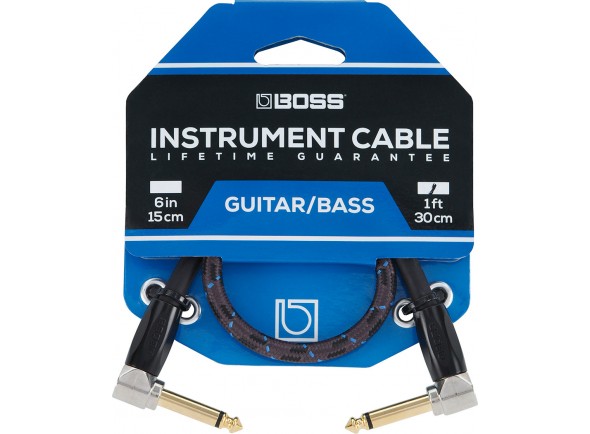 BOSS BIC-1AA Cabo de Instrumento com 30cm de comprimento revestido em malha Preto